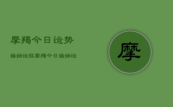 摩羯今日运势婚姻运程，摩羯今日婚姻运势如何  第1张